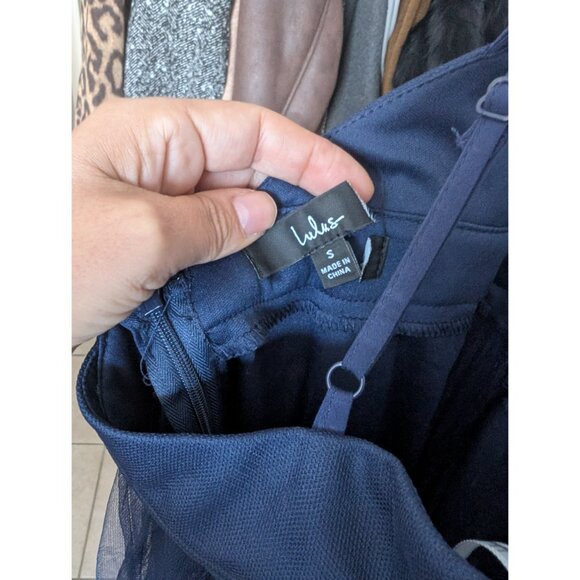 Lulus Navy Tulle Maxi Dress NWOT - Picture 4 of 6